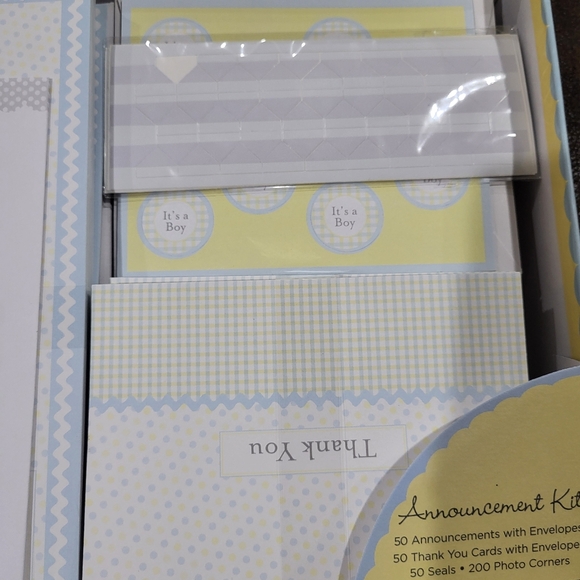 NEW 50 Count Create Your Own Baby Boy Birth Announcements Kit Blue Print - Picture 3 of 6